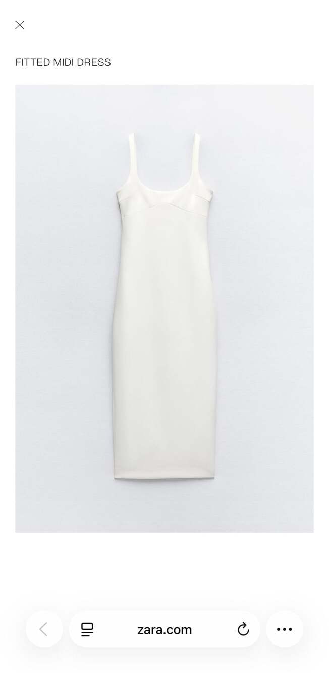 Zara Fitted Midi Dress White Square Neck